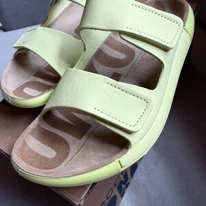 Ecco Light Lime Green Double-Strap Slide Sandals